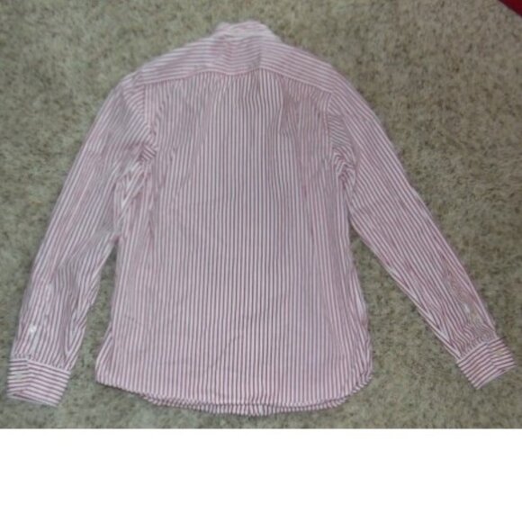 Mens American Eagle Sport Shirt Small Red White Stripe Long Sleeve Button Front - Picture 5 of 6